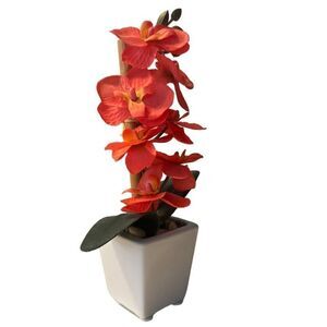 Artificial Orchid in White Pot Fake Phalaenopsis Flower Real Touch